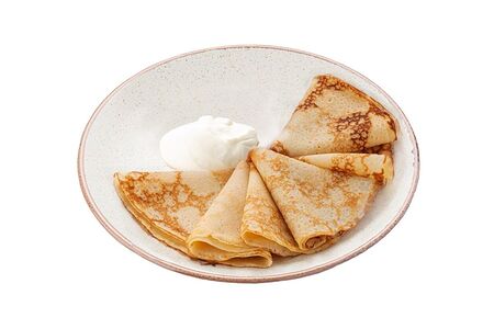 Блины ( сметана, сгущ. молоко, мед)