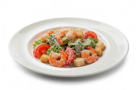 Салат Цезарь с креветками