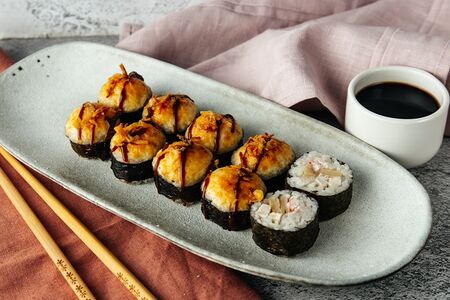 Запеченный с копченой курицей