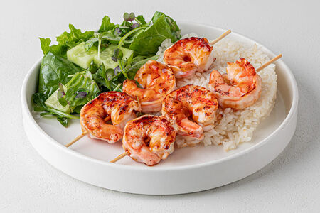 Креветки кушияки с тимьяновым рисом