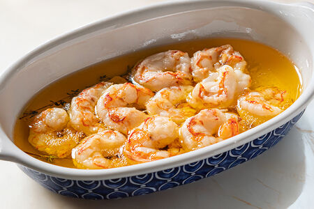 Креветки конфи