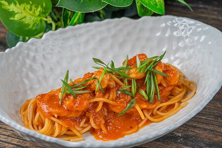 Паста Аррабиата с креветками