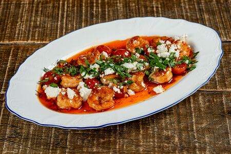 Креветки Саганаки