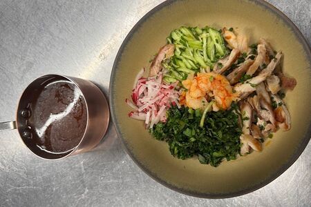 Похмелка-курица-креветки 