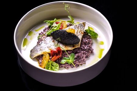 Филе дорадо с ризотто Венеры 