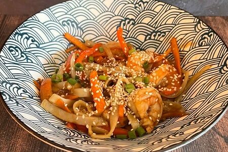 Удон с креветками