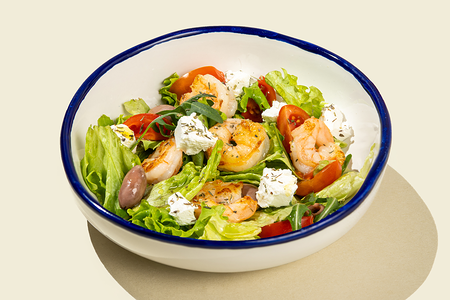 Салат с креветками и томатами черри New