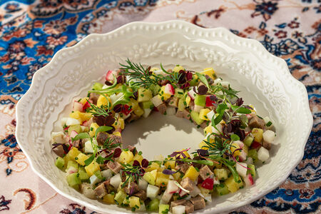 Окрошка с говядиной на квасе