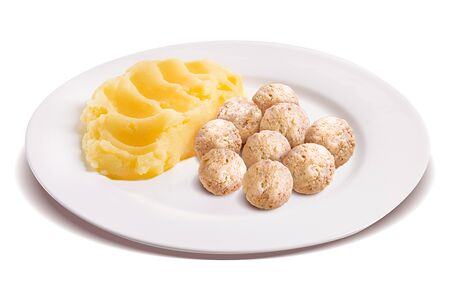 Картофельное пюре с 9 фрикадельками 