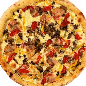 Пицца с беконом и грибами