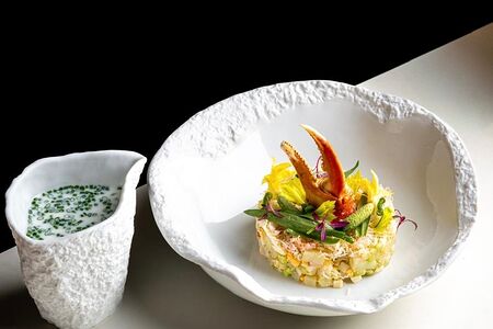 Окрошка со снежным крабом на кефире 