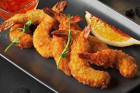 Креветки Темпура под соусом Терияки с кунжутом