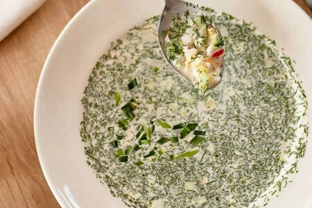 Окрошка с лососем