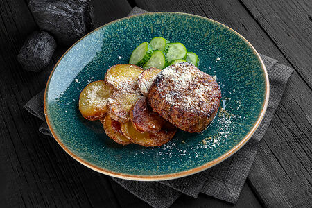 Котлета Горячий цех с картофелем из печи