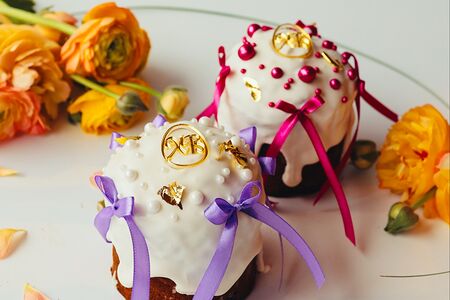 Кулич творожный с клюквой 