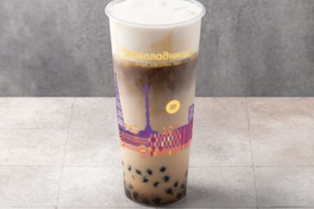 Айс латте Крем-брюле с тапиокой и сырной пеной