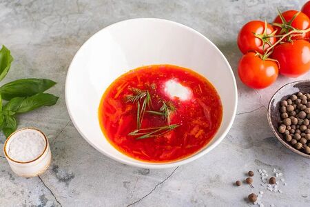 Борщ с постной телятиной