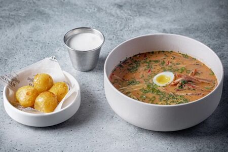 Окрошка на квасе с языком