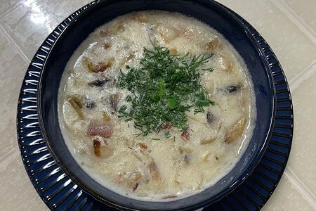 Сырный суп с грибами