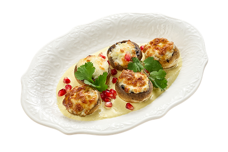 Шампиньоны запеченные с сулугуни