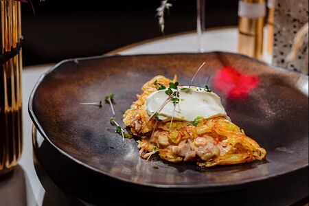 Драники с куриным фрикасе