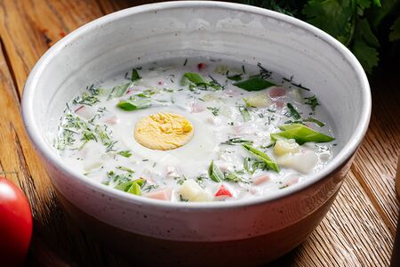 Окрошка на айране с ветчиной