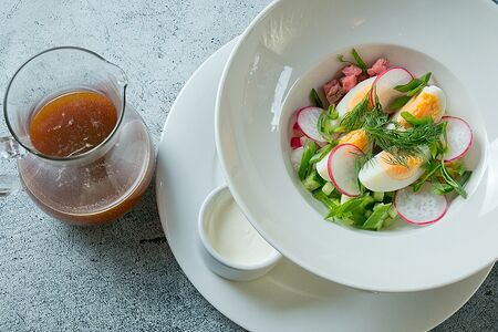 Окрошка на квасе с говядиной