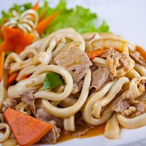 Кальмар жареный с мясом