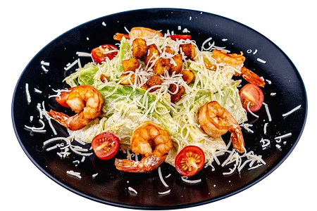 Салат Цезарь с креветками