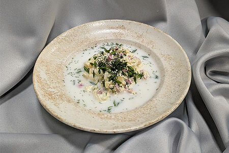 Окрошка с ветчиной на айране