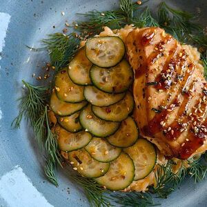 Атлантический стейк с ризотто