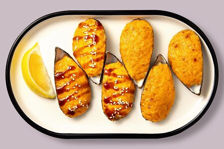 Мидии запечённые микс