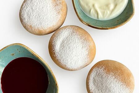 Топленые сырники со сметаной и ягодным кули