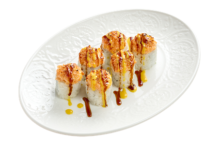 Ролл с острым угрем и снежным крабом