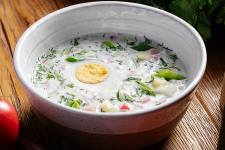 Окрошка на айране с говядиной