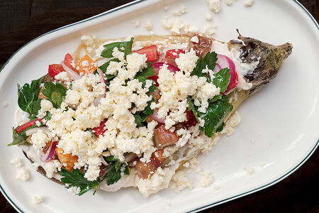 Баклажан, тахини, брынза