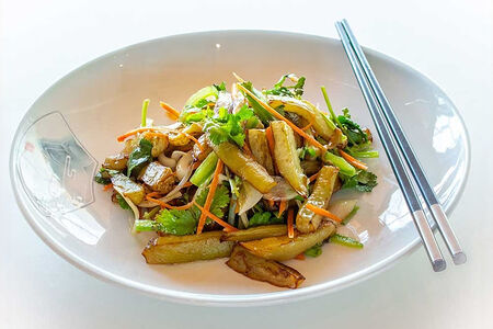 Баклажаны с чесноком в соусе