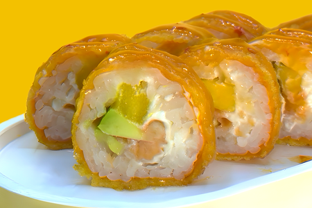 Криспи ролл с манго лососем в маменори