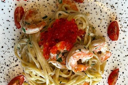 Лингвини с креветками в сливочном соусе