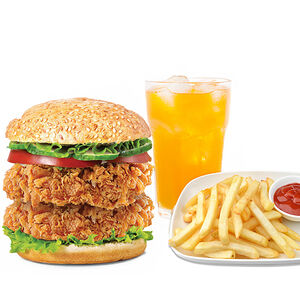 Двойной Zeenger бургер меню (фри + напиток на выбор 0,5)