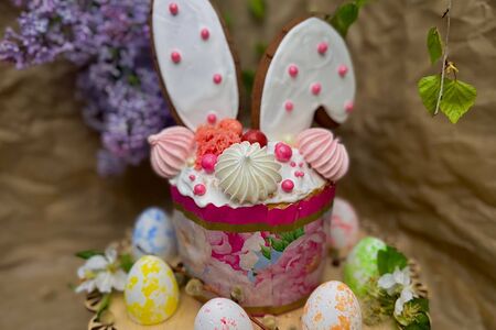 Кулич кексовый творожный с изюмом 