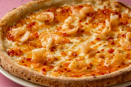 Пицца с креветками 