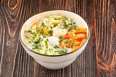 Окрошка из семги на мацони