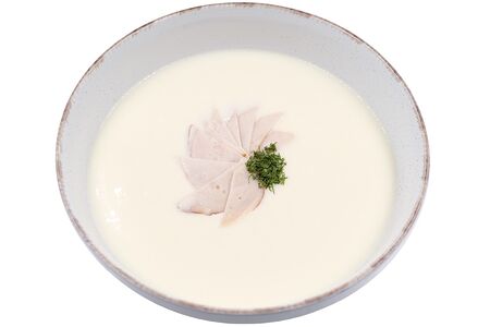 Сырный крем-суп с копченой курицей