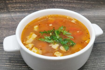 Суп овощной с курицей