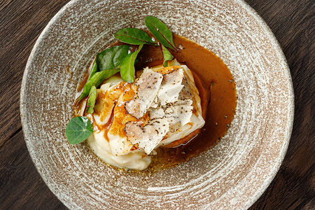 Треска аль пепо неро с трюфелем