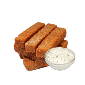 Гренки из ржаного хлеба с чесночным соусом