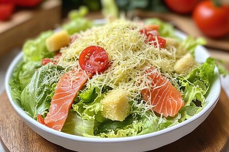 Салат Цезарь с семгой