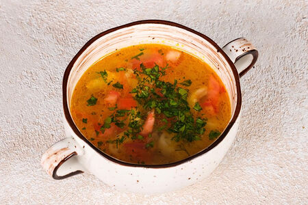 Овощной суп с фрикадельками из телятины