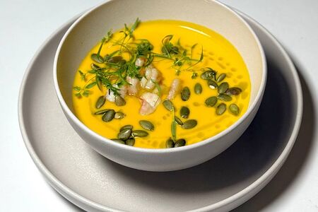 Тыквенный суп с креветками